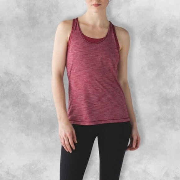 Lululemon Twist & Toil Tank Top Built-in Strappy Twisted Open-Back Design Red 8 - Picture 1 of 4